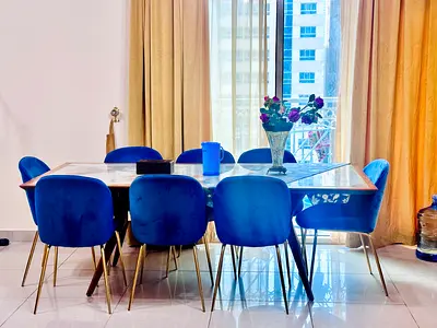 Luxury Dining Table Set with 8 Velvet Chairs – Modern Style  Beautiful and elegant dining table set