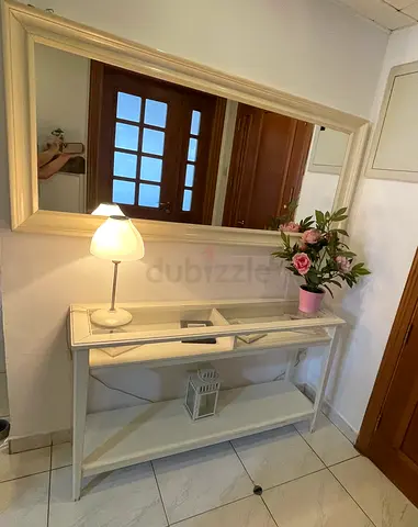 White Console Table with Large Wall Mirror - Lightly Used