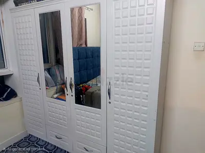 White 4-Door Wardrobe with Mirrors - Good Condition