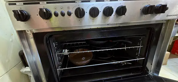 Stainless steel freestanding gas cooker with oven - used, working condition