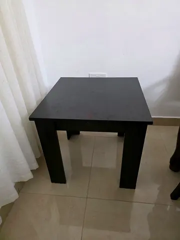 Solid Black Square Side Table - Compact End Table