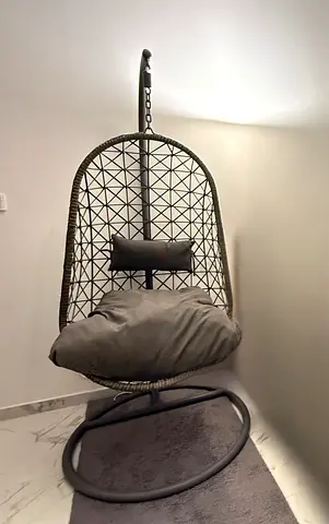 Hanging Egg Swing Chair with Cushions - Grey