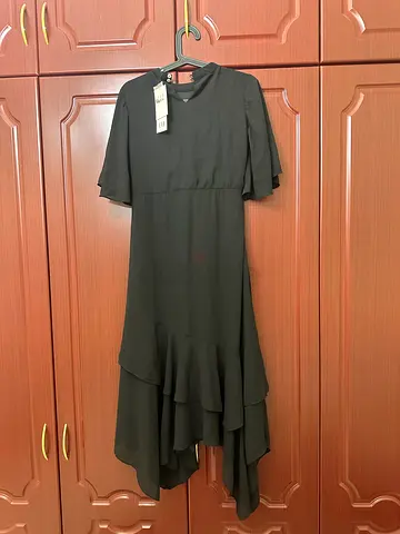Black modest ruffled hem womens dress (new with tags)