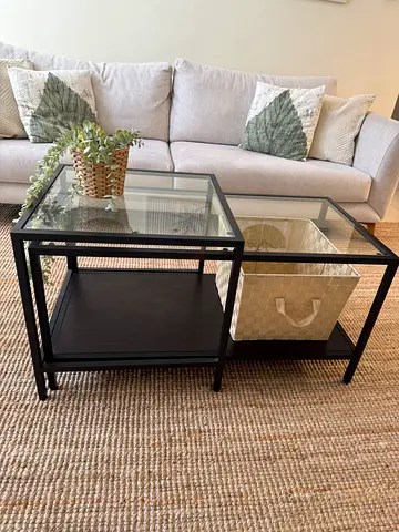 IKEA Nesting Coffee Tables – Black Glass – 90x50 cm – Excellent Condition