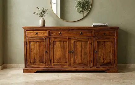 Marina homes Solid Wood Sideboard / Buffet Cabinet - 4 Doors, 3 Drawers