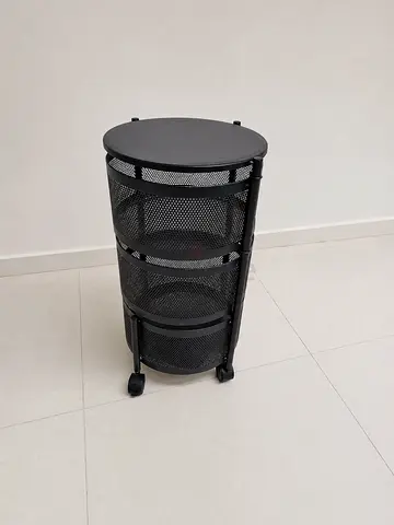Black 3-Tier Mesh Rolling Storage Cart - Compact Organizer