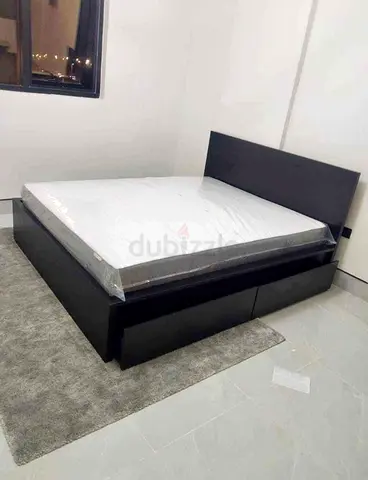 IKEA malam queen‑size bed (160 × 200 cm) with 2 storage drawers underneath and an IKEA mattress ✨