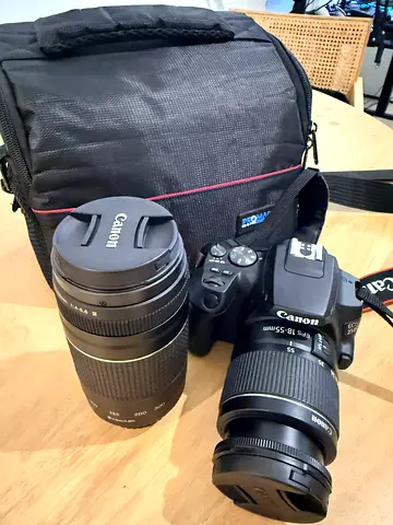 Canon EOS 250D with 18-55mm and 75-300mm lens