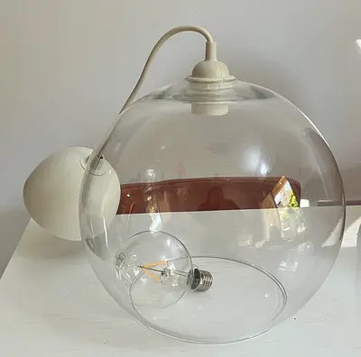 Clear Glass Globe Pendant Light with White Ceiling cord set – Modern Minimalist