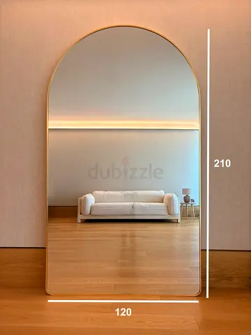 Large Arched Full-Length Wall Mirror 120x210cm - Gold Frame