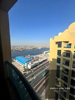 Three bedroom hall for annual rent in Al Khor Towers with sea view maid room laundry room and balco
