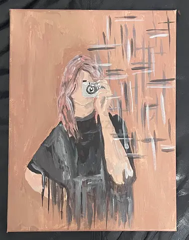 Original Acrylic Painting of Photographer Self-Portrait size is 50 into 60 cm