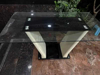 Glass Top Dining/Accent Table with Sculpted Base - Good Condition