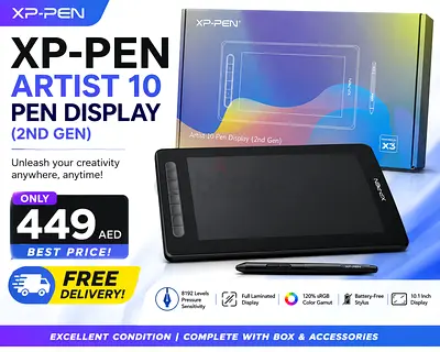 XP-Pen Artist 10 (2nd Gen) Pen Display — Complete with Box  Accessories