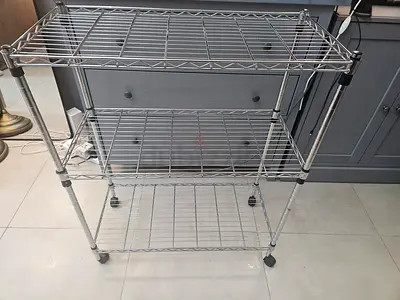 Chrome Metal Wire Shelving Rack - 3 Tier, Adjustable