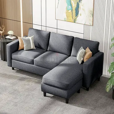 Dark gray reversible sectional sofa