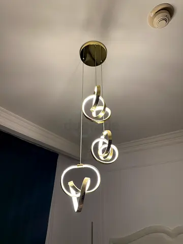 Modern Triple-Ring LED Pendant Light - Gold Finish