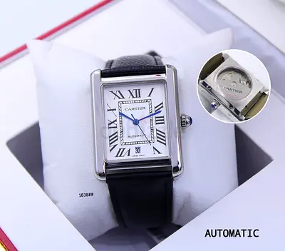 Cartier Tank-Solo Automatic Mens Master Copy  Watch with Date,Leather Strap