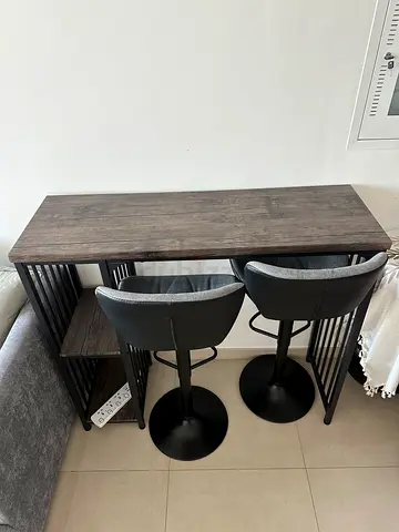 Bar Table Set with 2 Adjustable Bar Stools – Excellent Condition
