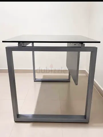 Modern Minimalist Grey Study/Computer Table with Metal Frame