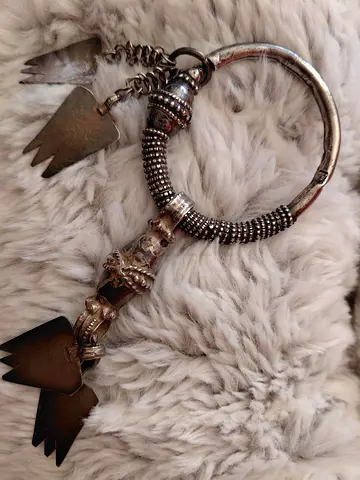 Antique Silver Omani Bangle/Rattle with Hanging Charms