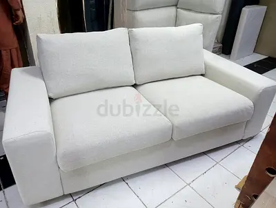 Light Grey 2-Seater Fabric Sofa — Good Condition