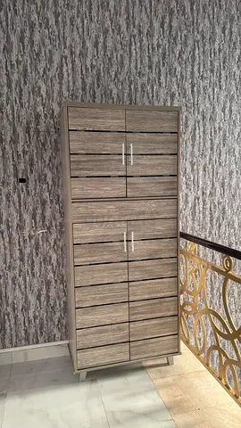 Tall Wooden Storage Cabinet / Wardrobe - Grey Oak Finish