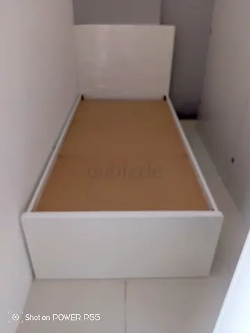 White Single Bed Frame with Headboard - Good Condition