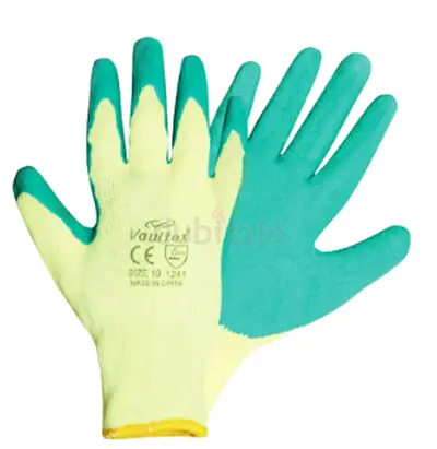 Vaultex -YGL Latex Coated Gloves. Green  Yellow Color