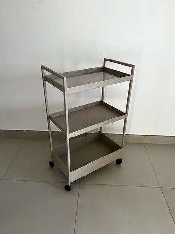 Compact 3-Tier Utility Trolley on Wheels - Light Beige