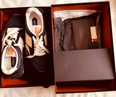 Tom Ford mens sneakers - navy/white, lightly used, with box