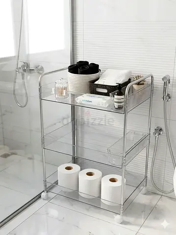 Chrome 3-Tier Bathroom Storage Trolley on Wheels