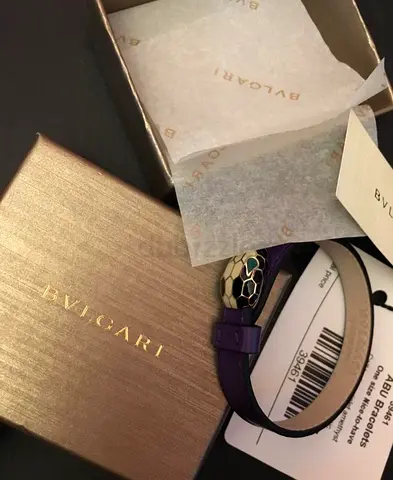 Bvlgari Serpenti Double Wrap Leather Bracelet - Purple, New with Box
