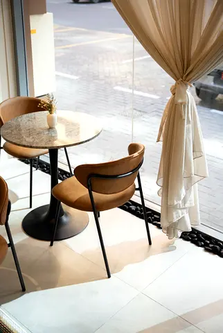 Set of 2 Modern Upholstered Dining Chairs with Metal Frame - Beige