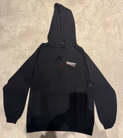 Balenciaga Political Campaign Hoodie – Size XS – Minor Drawstring Fray