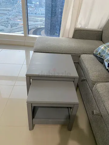 Set of 2 Grey Nesting Side Tables — Good Condition