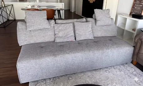 Modern Light Grey Fabric Sofa - 3-Seater, Good Condition