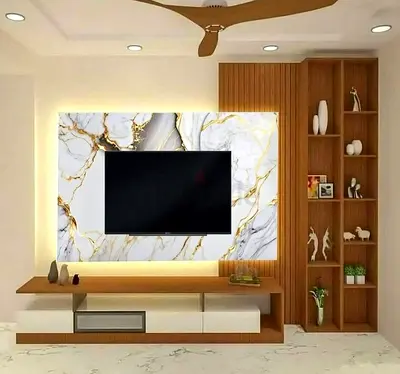 Luxury Calacatta Gold TV Unit