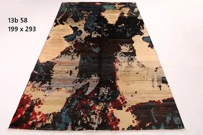 2x3m Hand knotted afghan wool carpet Handmade Abstract Modern Area Rug – 199 x 293 cm