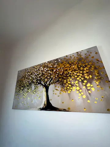 Large Gold Leaf Tree Canvas Wall Art - Modern Abstract Painting