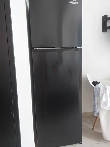 Black Double-Door Refrigerator — Good Condition