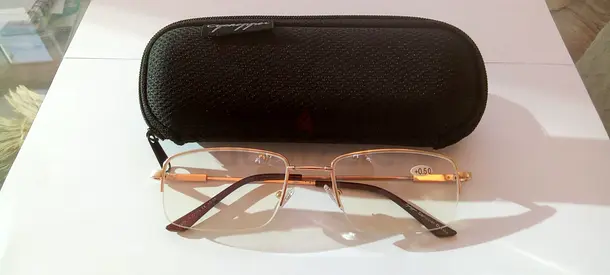 Stylish Gold Rim Reading Glasses with Hard Case