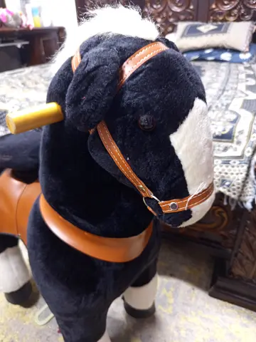 Plush Ride-On Horse Toy with Saddle and Handles - Good Condition