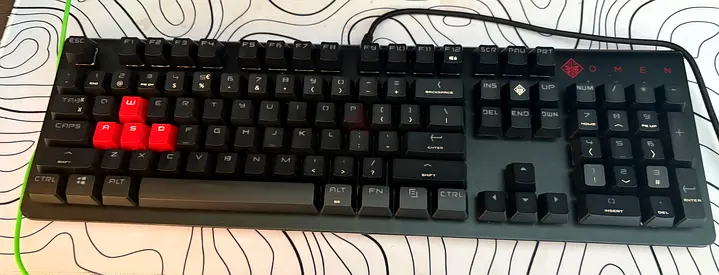 HP Omen Wired Gaming Keyboard — Compact Mechanical Feel, Red WASD Keys