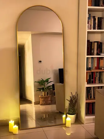 Large Gold Arched Full-Length Floor Mirror