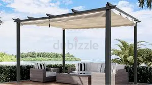 Outdoor Pergola Canopy with Retractable Shade — Modern Aluminium Frame