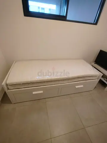 Ikea brimness Day bed frame with 2 big storage drawers underneath and with 2 Ikea mattresses