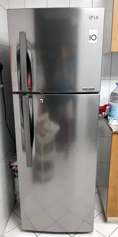 LG Top Freezer Refrigerator - 2-Door Stainless Steel, Good Condition