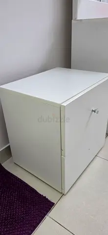White Bedside Nightstand with Drawer - Compact and Clean 50x50cm