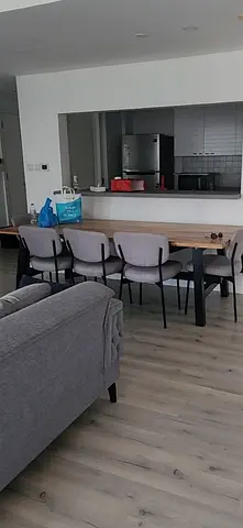 Solid Wood Dining Table with 6 Upholstered Chairs — Modern Light Oak Finish